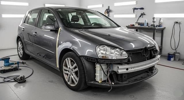 Mașină în proces de reparații de tinichigerie